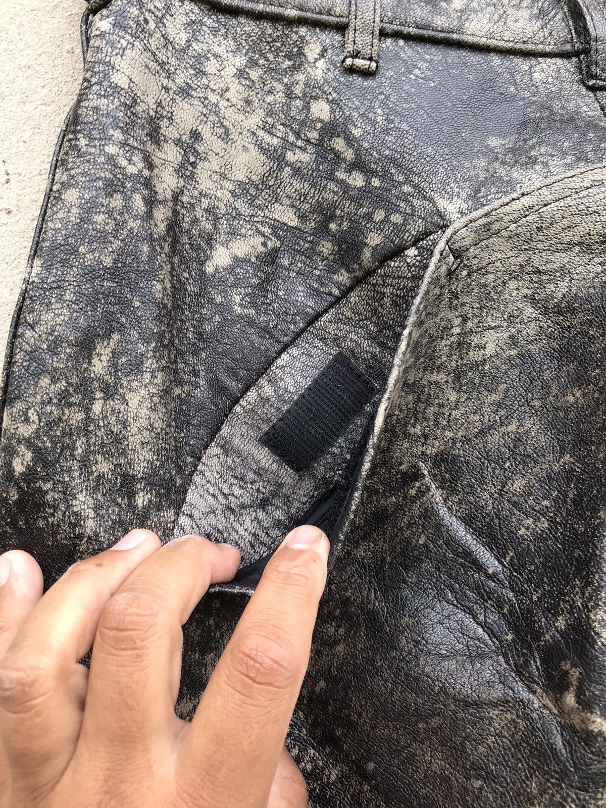 Vintage × Yohji Yamamoto RARE YOHJI YAMAMOTO POUR HOMME LEATHER JACKET ASID WASH Size US 28 / EU 44 - 11 Thumbnail