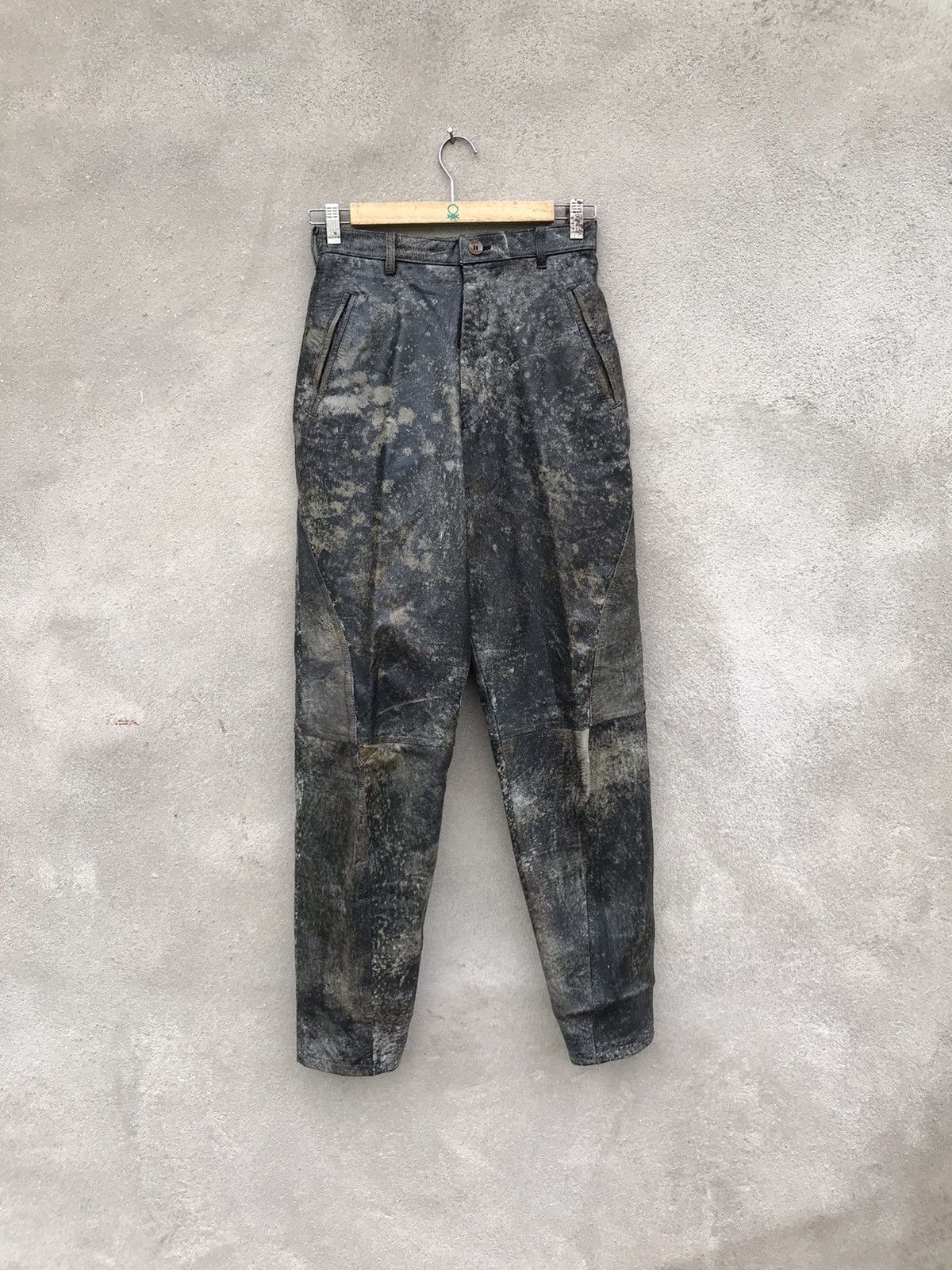 Vintage × Yohji Yamamoto RARE YOHJI YAMAMOTO POUR HOMME LEATHER JACKET ASID WASH Size US 28 / EU 44 - 2 Thumbnail