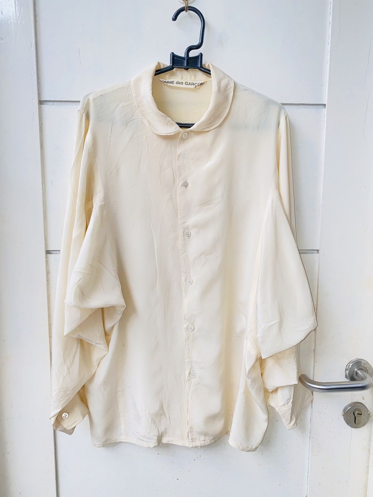 image of Comme Des Garcons Blouse Asymetric Balloon Pit Blouse in Beige, Men's (Size Medium)