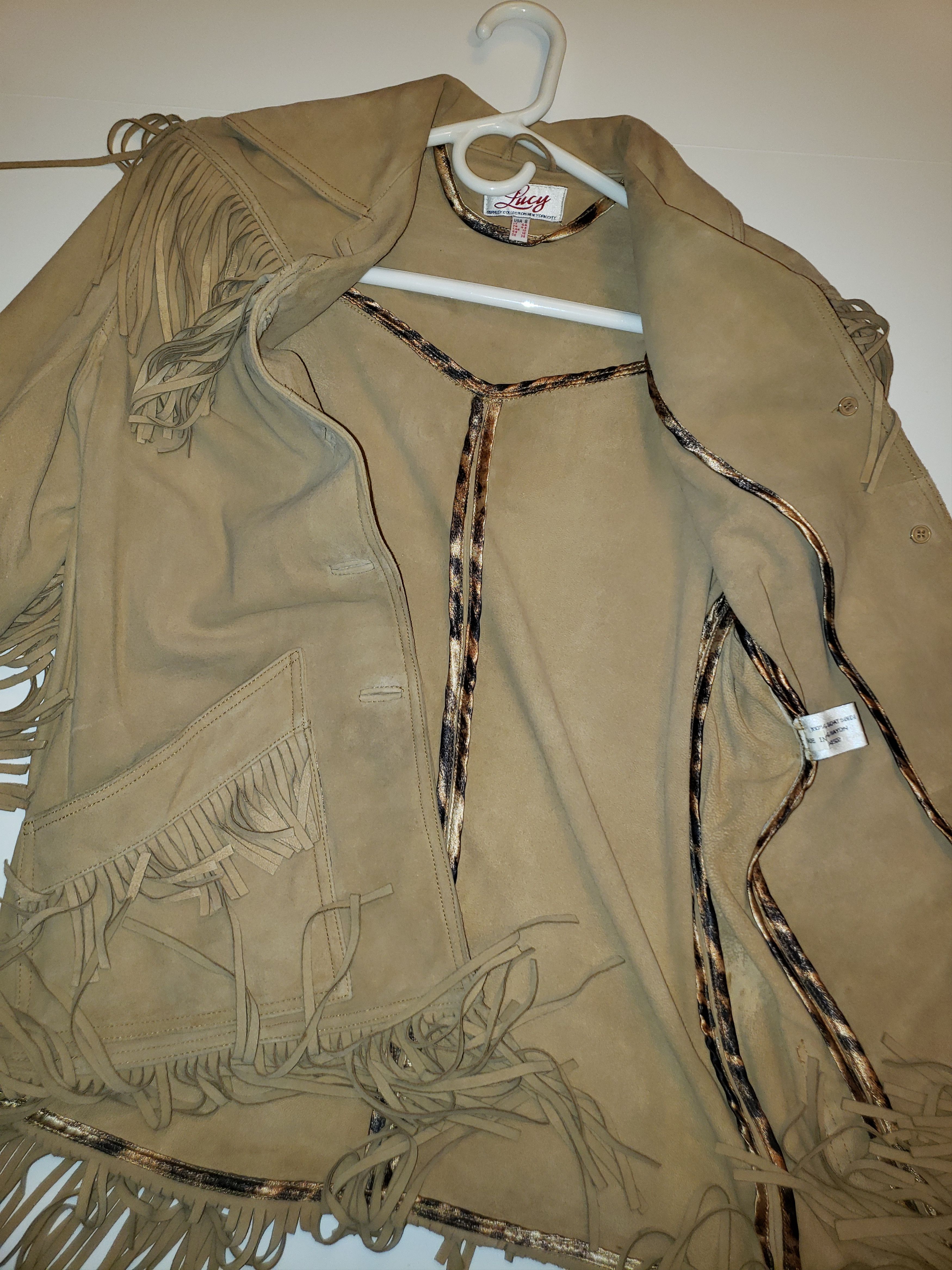 Vintage Lucy Fringe Cowboy/Cowgirl Suede Jacket Size M / US 6-8 / IT 42-44 - 10 Thumbnail
