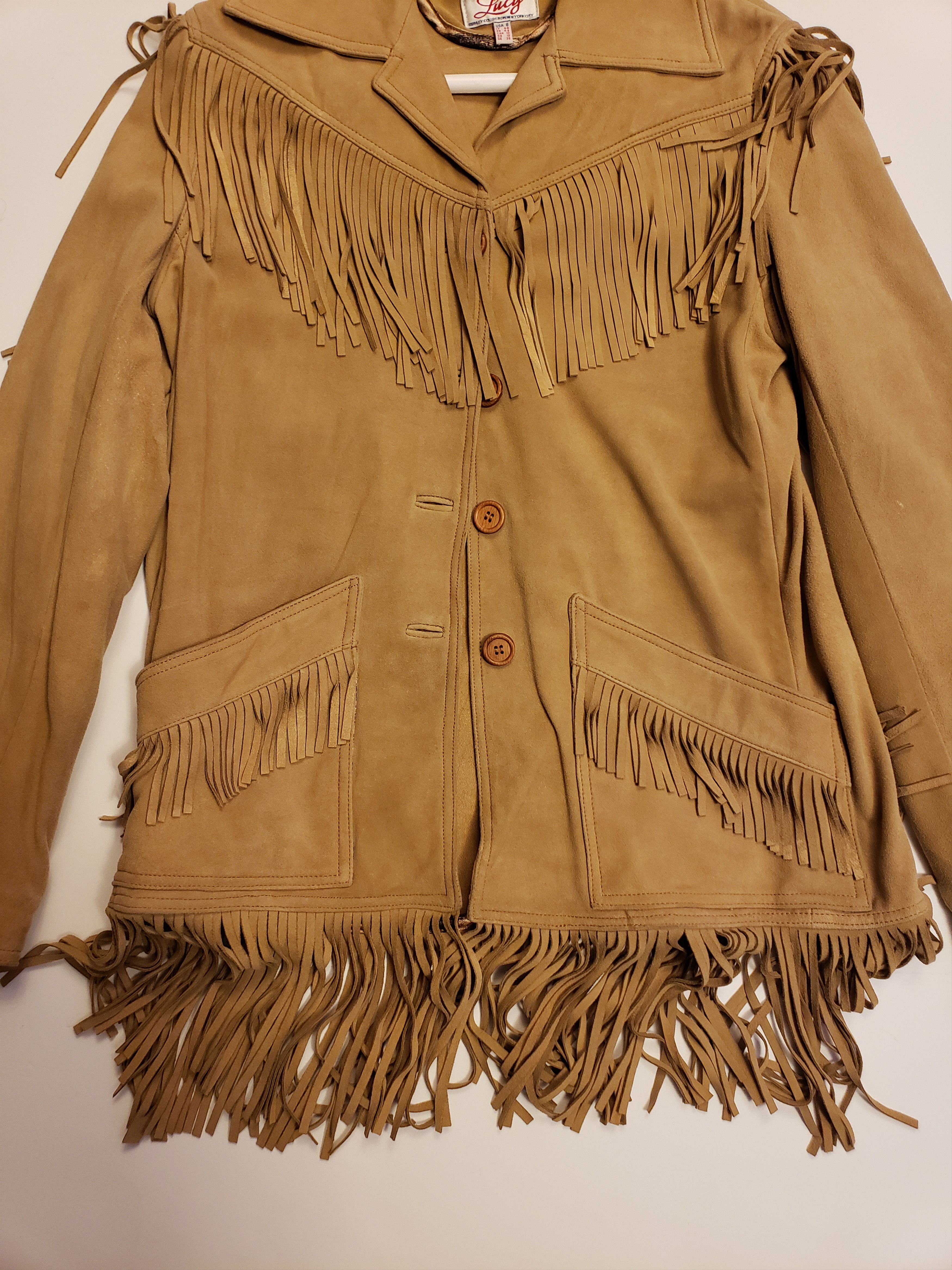 Vintage Lucy Fringe Cowboy/Cowgirl Suede Jacket Size M / US 6-8 / IT 42-44 - 3 Thumbnail