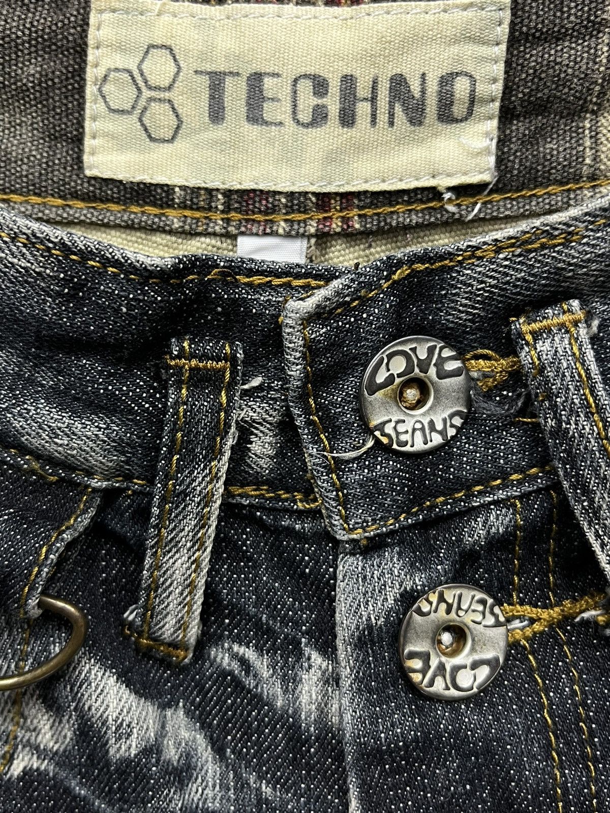 Samurai Jeans STEALS💥Vtg TECHNO JAPAN Punk Acid Wash Denim Samurai Print Size US 30 / EU 46 - 20 Thumbnail