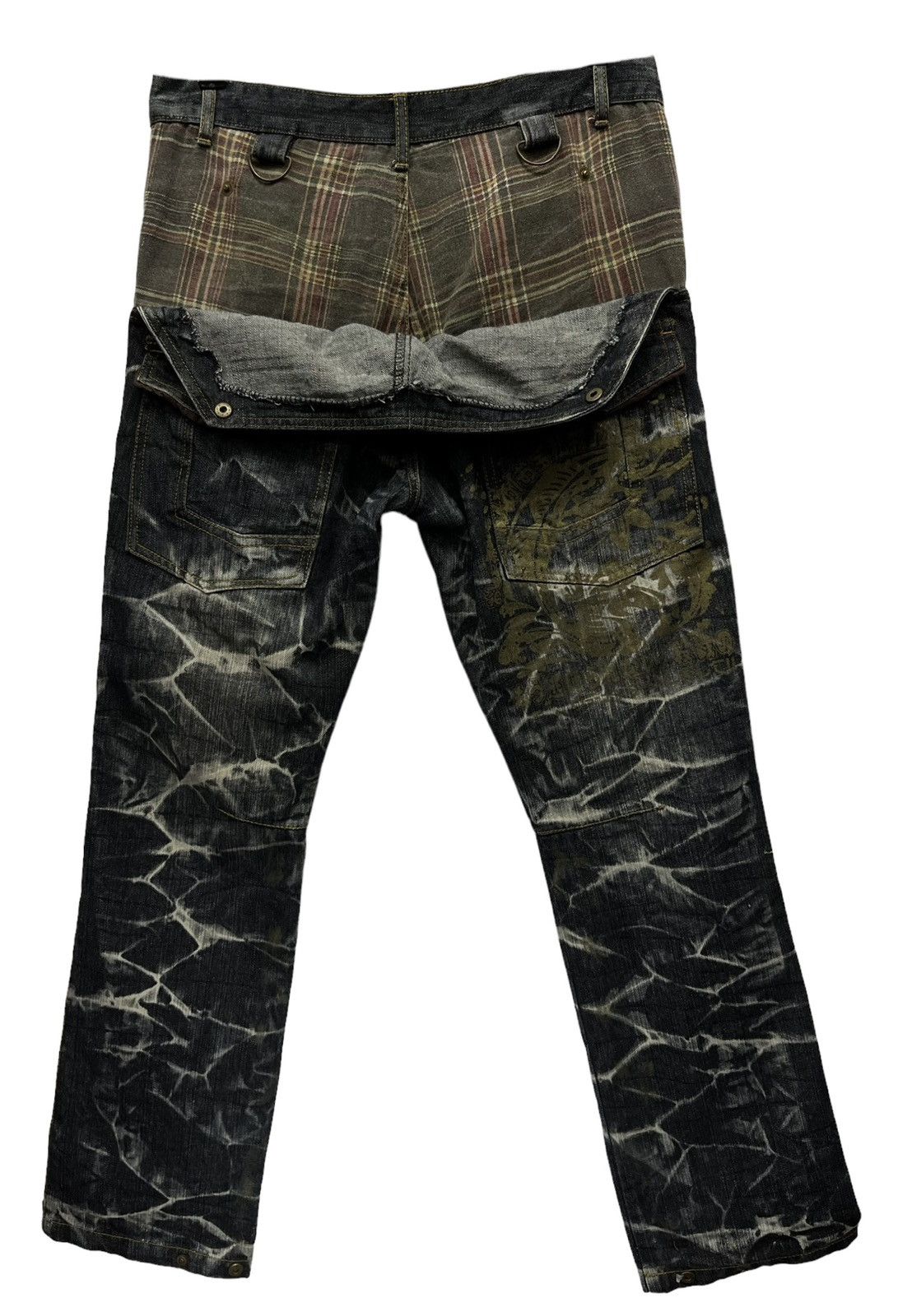 Samurai Jeans STEALS💥Vtg TECHNO JAPAN Punk Acid Wash Denim Samurai Print Size US 30 / EU 46 - 14 Thumbnail