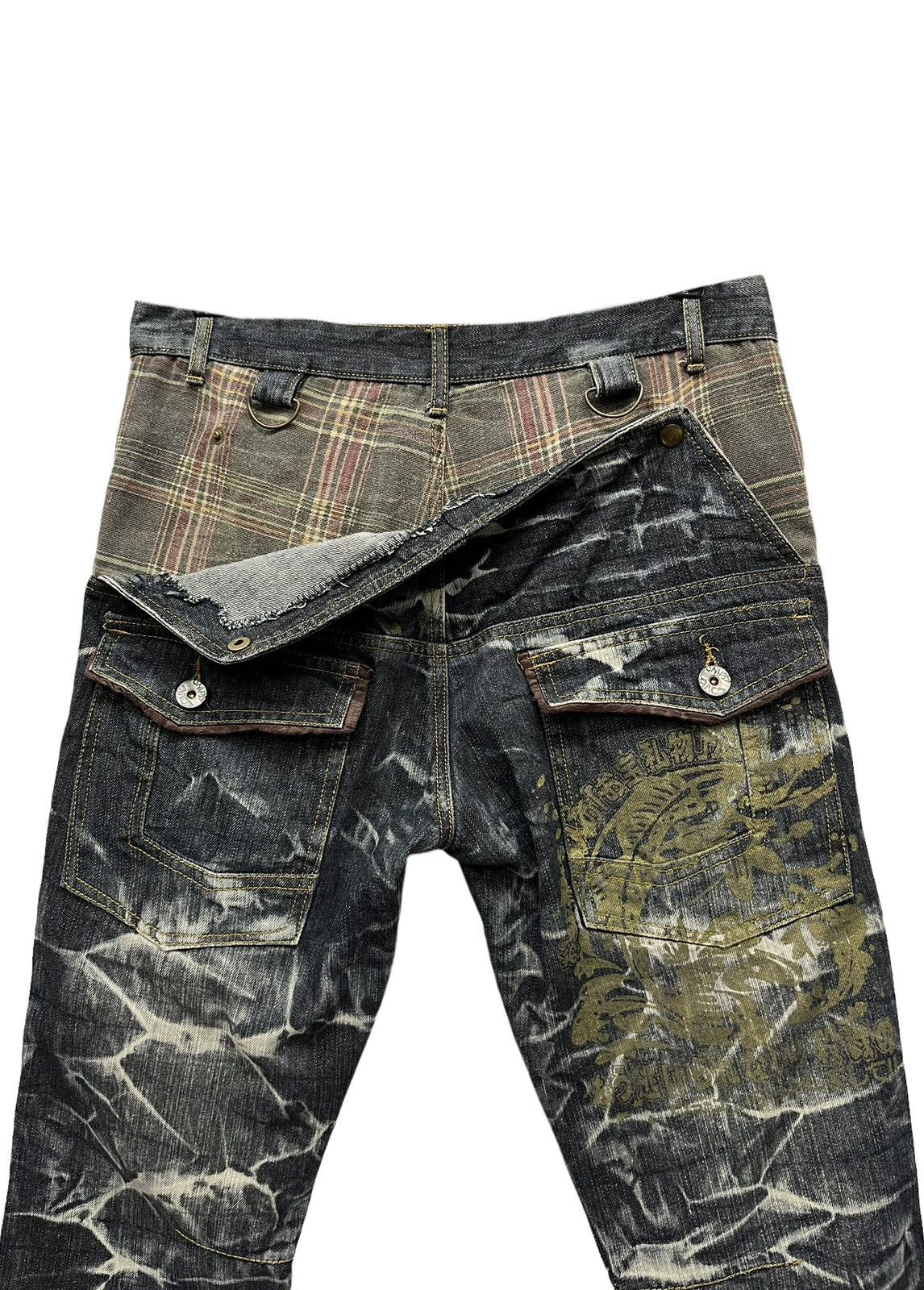 Samurai Jeans STEALS💥Vtg TECHNO JAPAN Punk Acid Wash Denim Samurai Print Size US 30 / EU 46 - 13 Thumbnail