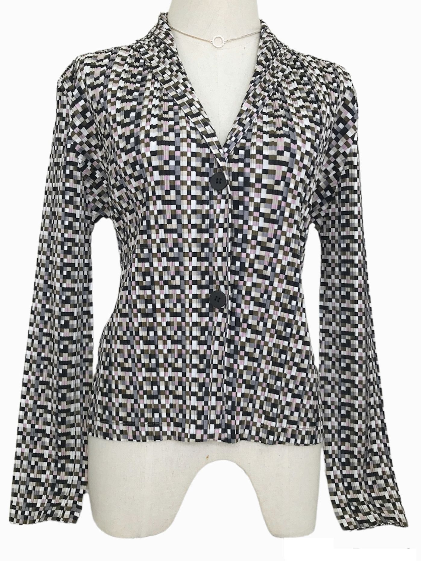 PLEATS PLEASE issey miyake plaid design shirt cardigan