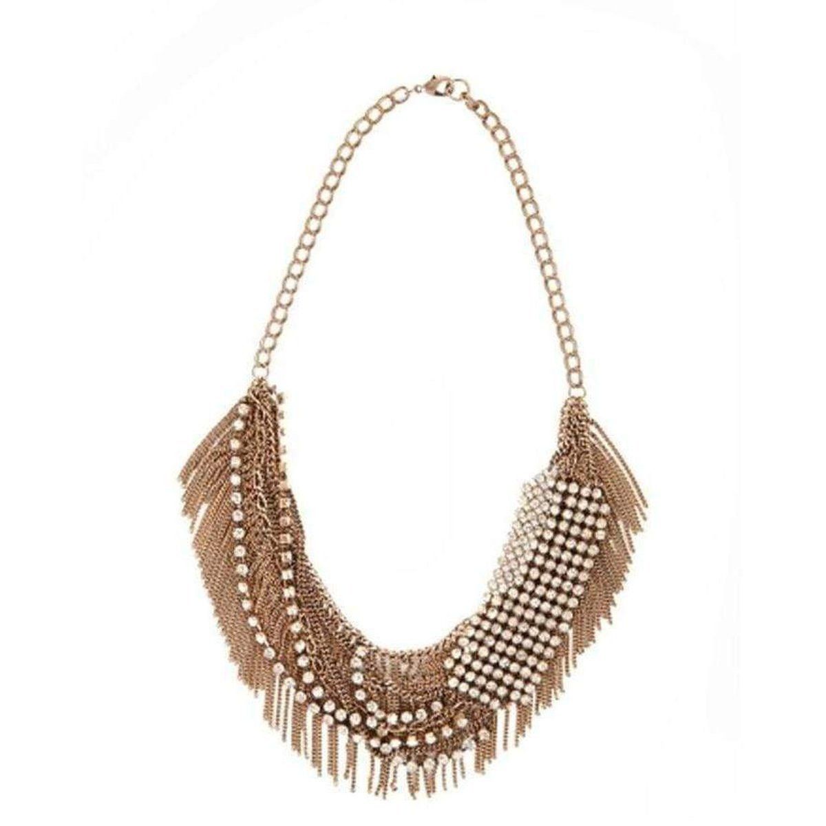 Rhinestone Fringe Necklace