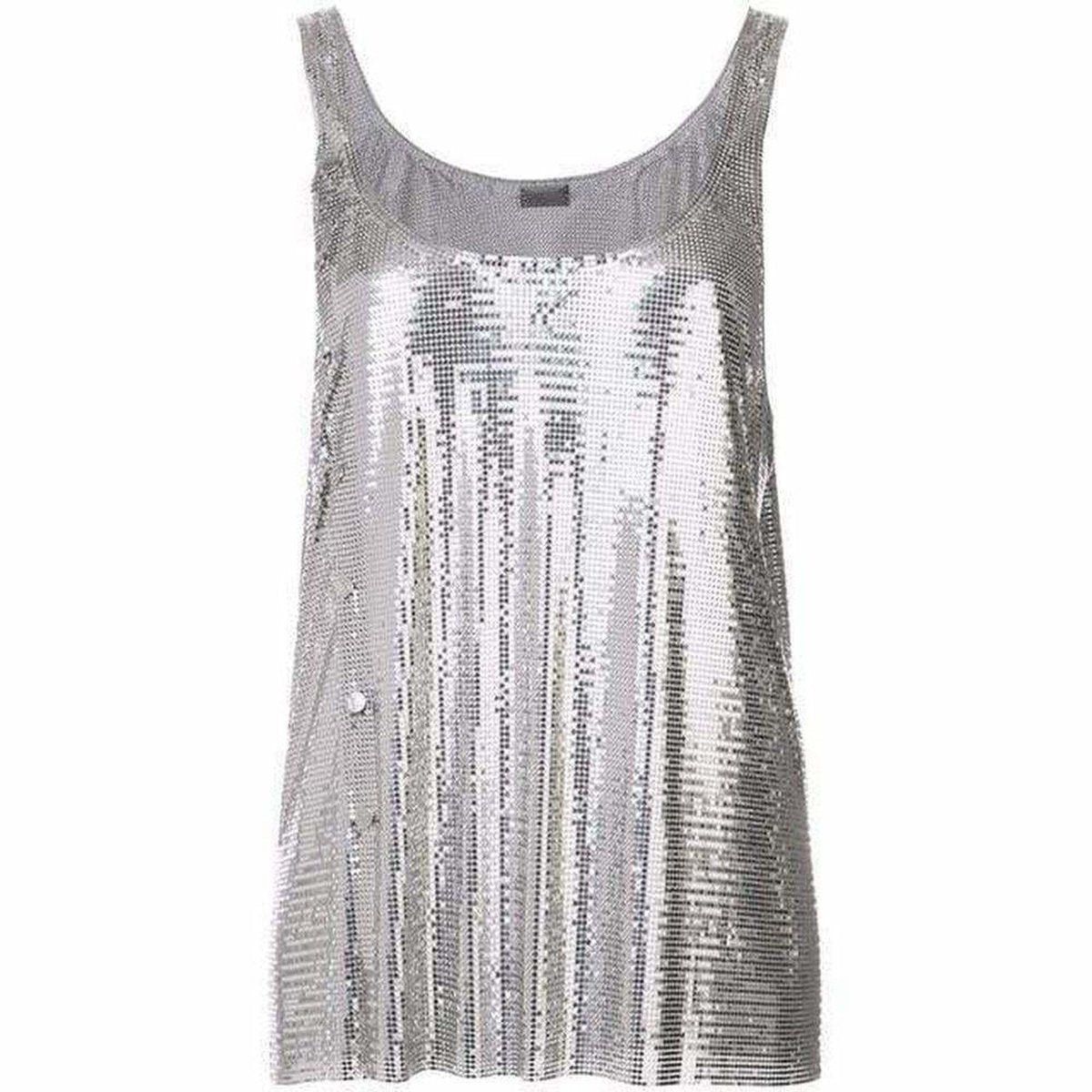 Silver Asymmetric Metal Mesh Top
