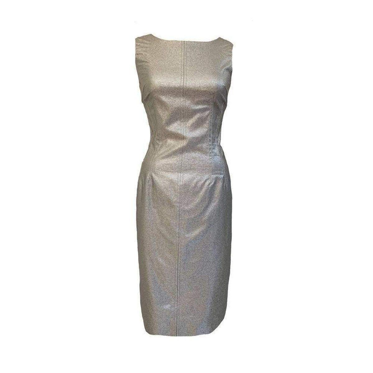Silver Silk Midi Dress