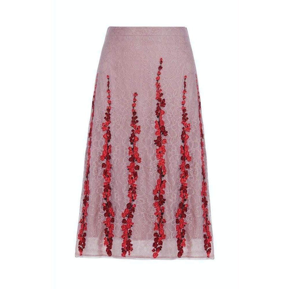Floral Embroidered Midi Skirt