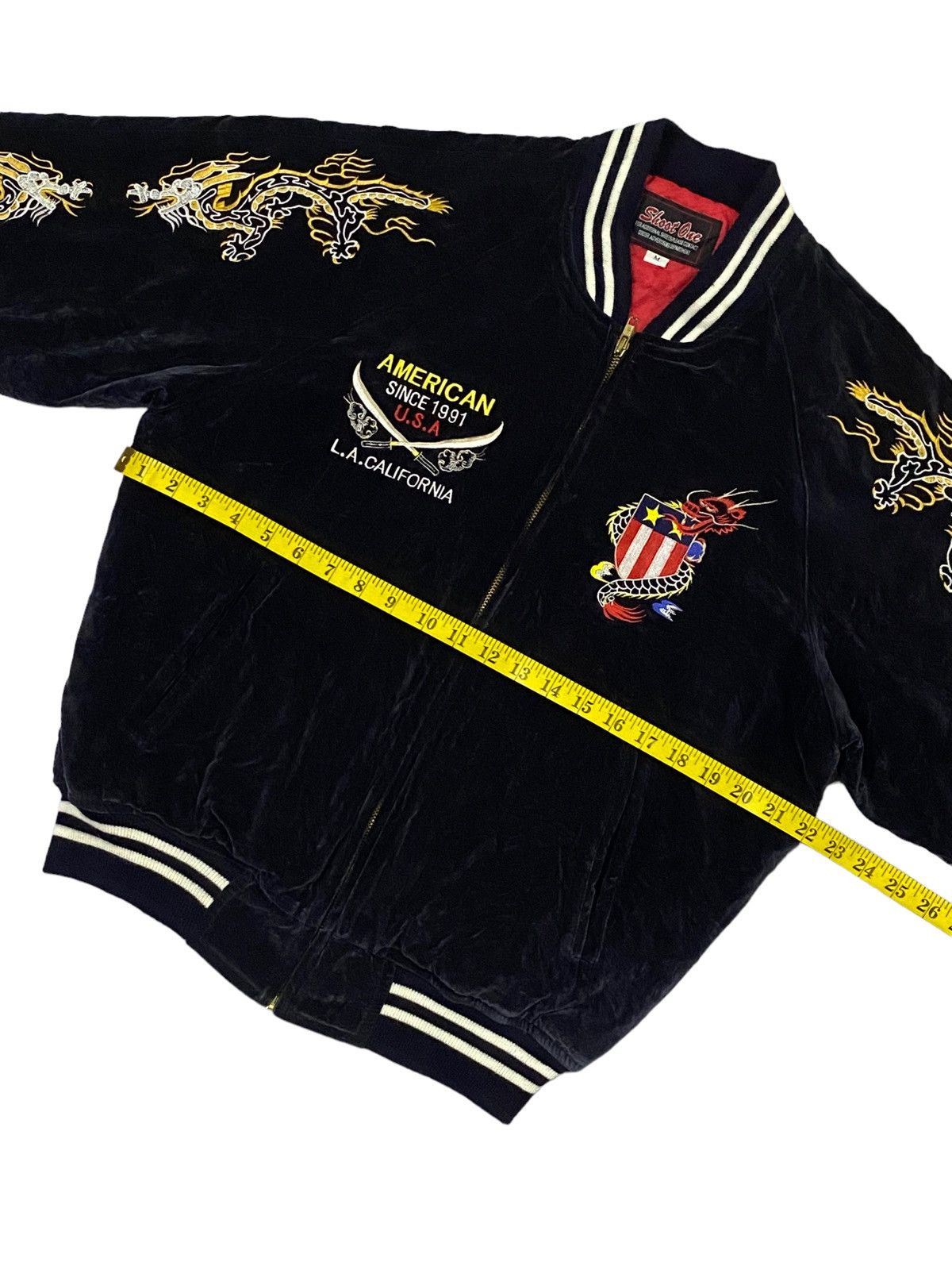 Vintage Vintage 90s Shoot One Sukajan Velvet Dragon Embroidered Size US M / EU 48-50 / 2 - 4 Thumbnail