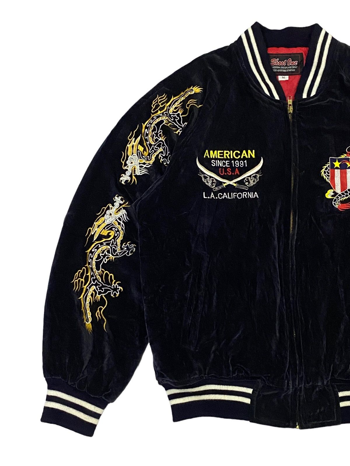 Vintage Vintage 90s Shoot One Sukajan Velvet Dragon Embroidered Size US M / EU 48-50 / 2 - 16 Thumbnail