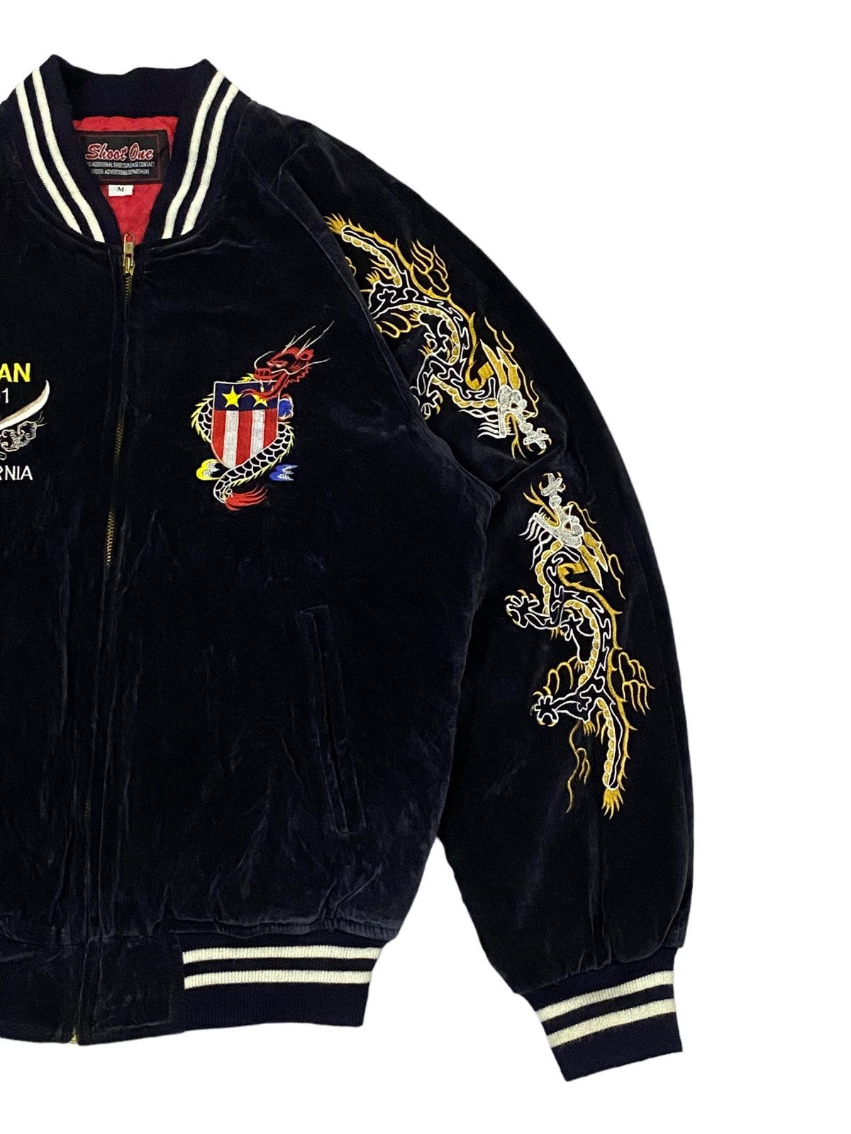 Vintage Vintage 90s Shoot One Sukajan Velvet Dragon Embroidered Size US M / EU 48-50 / 2 - 17 Thumbnail