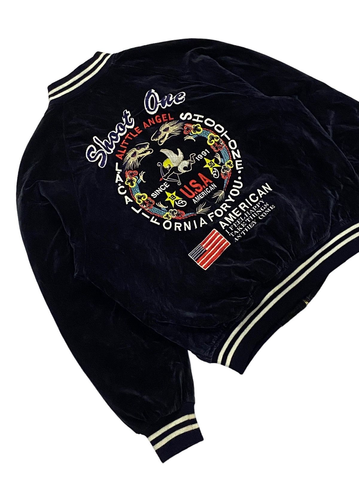 Vintage Vintage 90s Shoot One Sukajan Velvet Dragon Embroidered Size US M / EU 48-50 / 2 - 21 Thumbnail