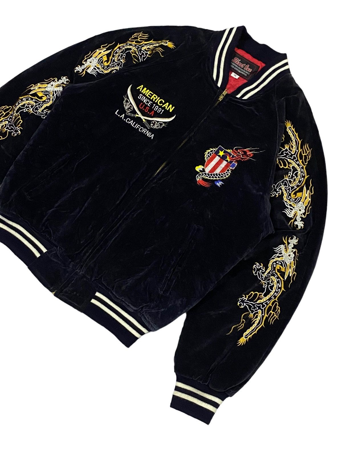 Vintage Vintage 90s Shoot One Sukajan Velvet Dragon Embroidered Size US M / EU 48-50 / 2 - 18 Thumbnail