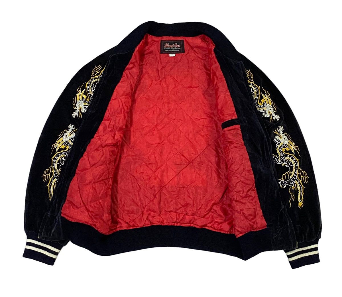 Vintage Vintage 90s Shoot One Sukajan Velvet Dragon Embroidered Size US M / EU 48-50 / 2 - 23 Thumbnail