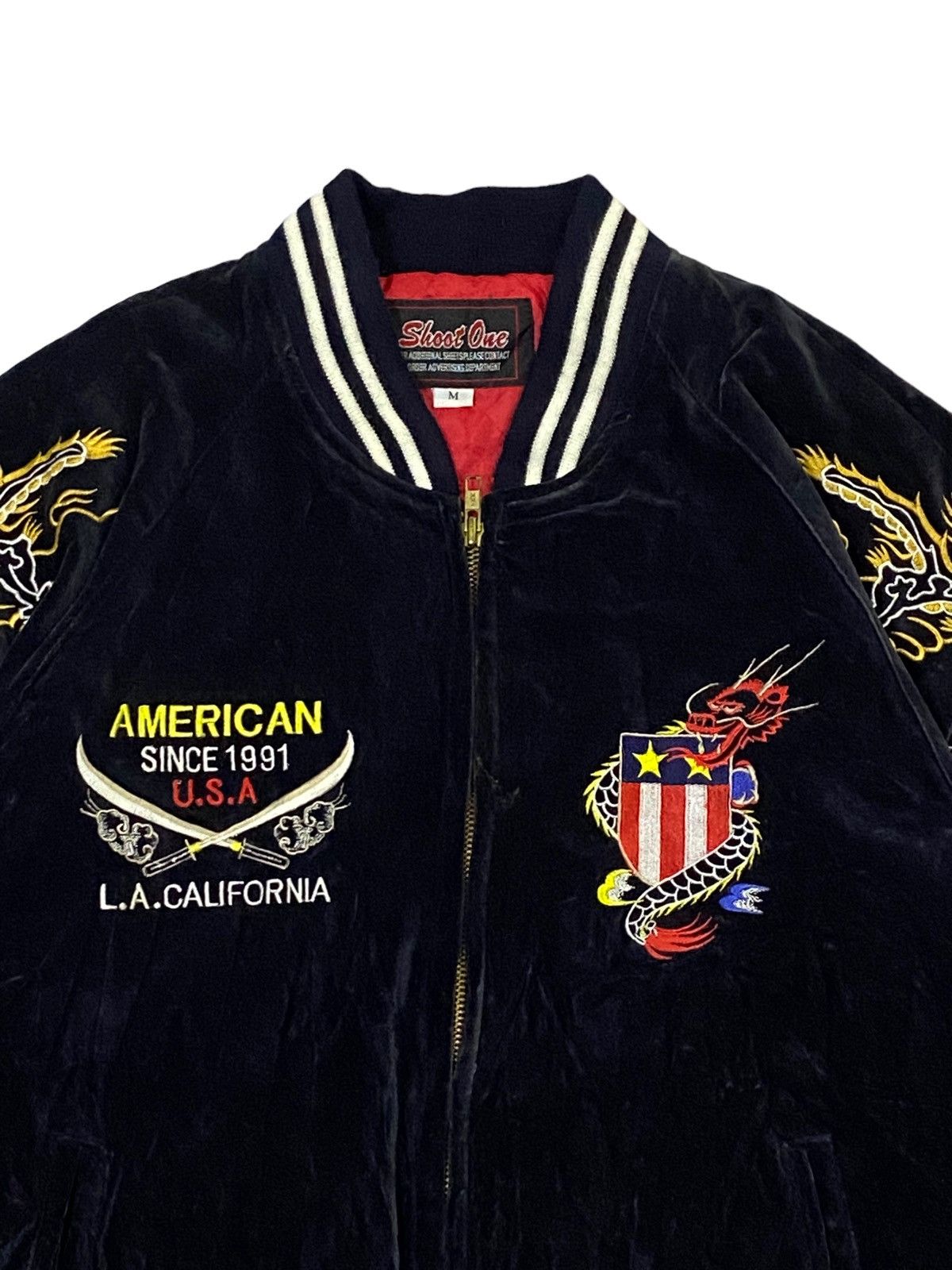 Vintage Vintage 90s Shoot One Sukajan Velvet Dragon Embroidered Size US M / EU 48-50 / 2 - 13 Thumbnail