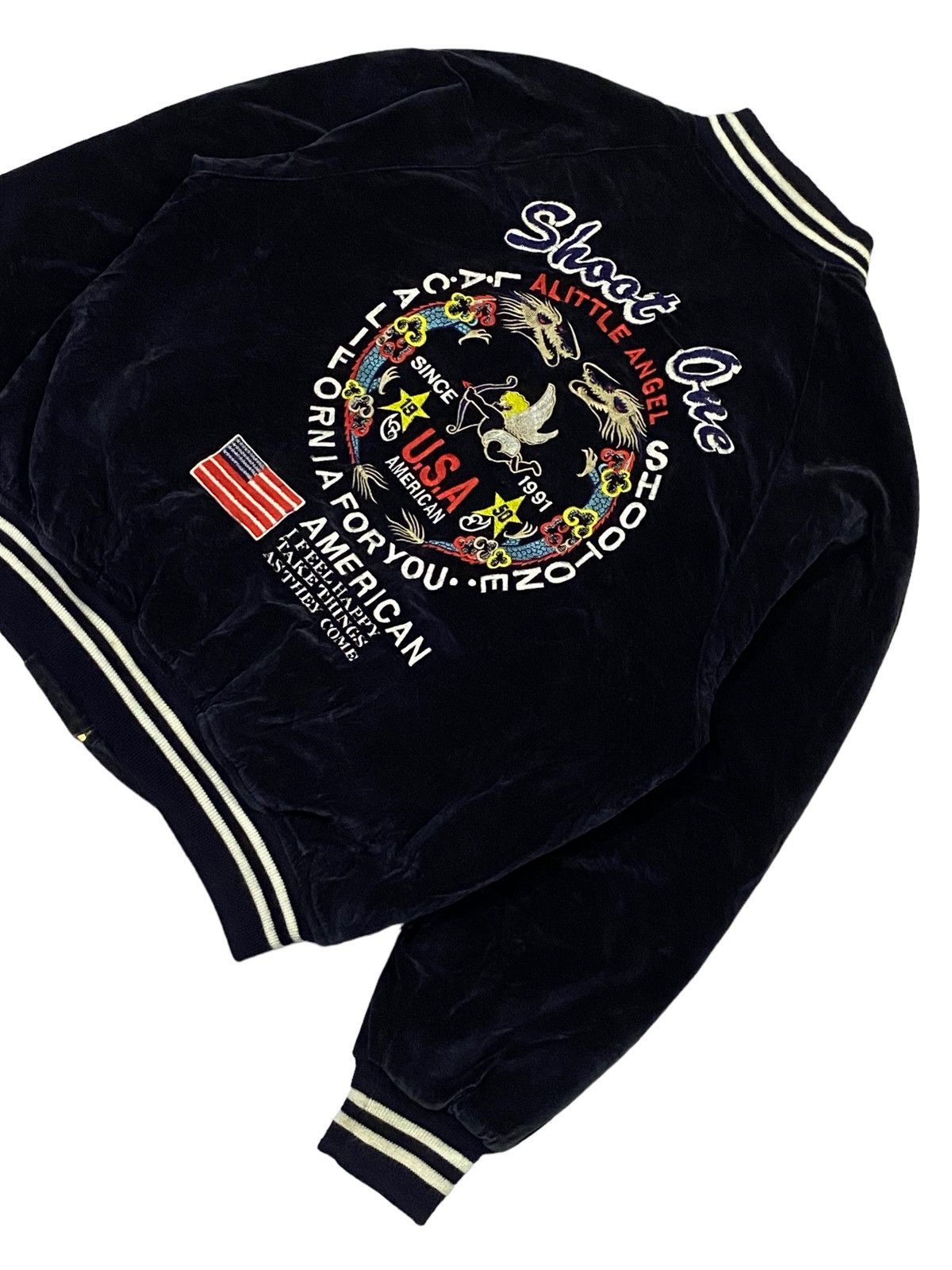 Vintage Vintage 90s Shoot One Sukajan Velvet Dragon Embroidered Size US M / EU 48-50 / 2 - 20 Thumbnail
