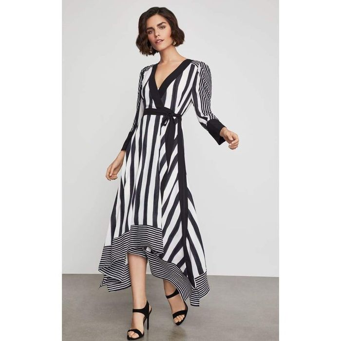 Bcbg Maxazria Costa Stripe Faux Wrap Dress Grailed