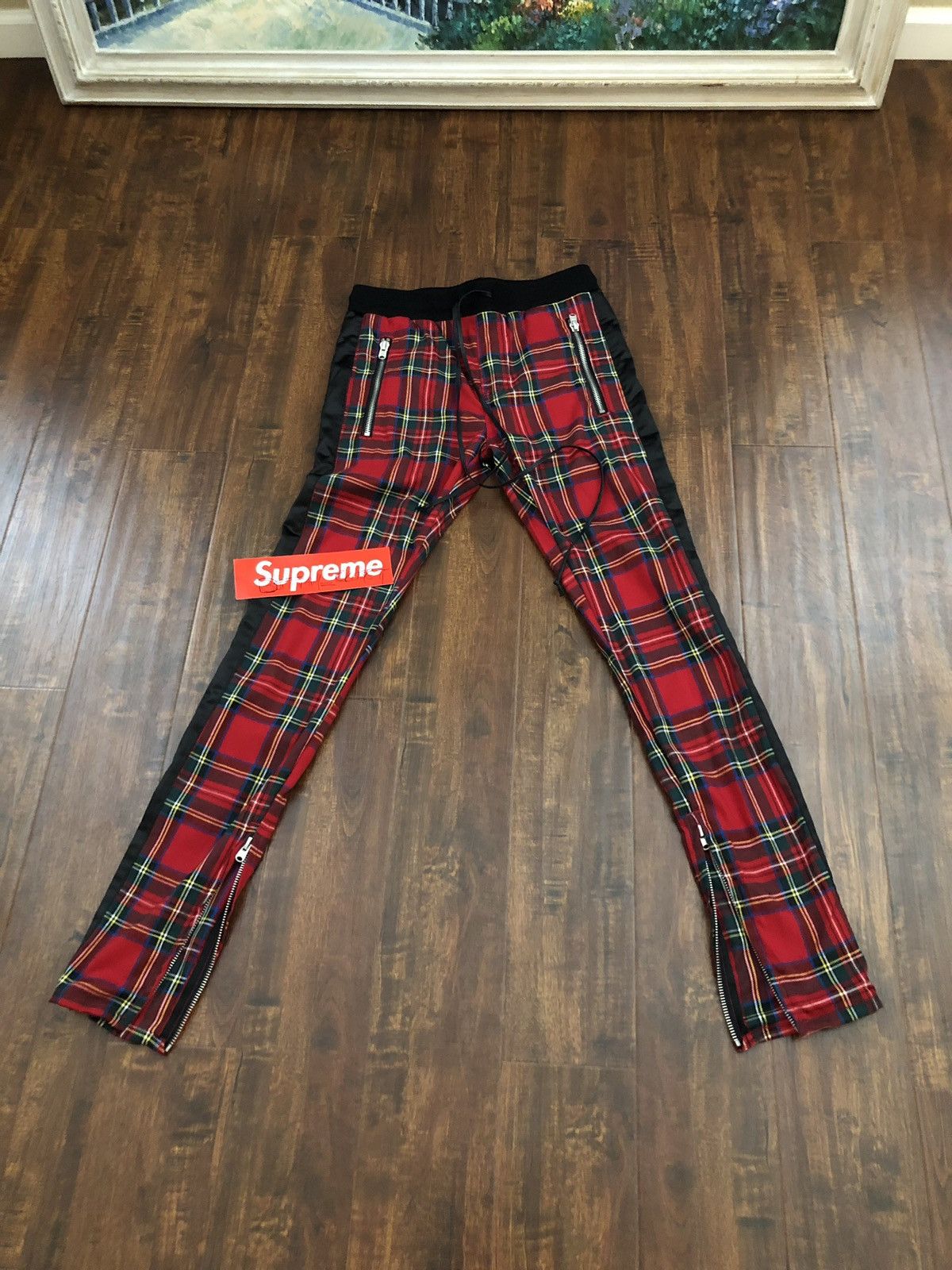 MNML MNML Red Tartan plaid track pants