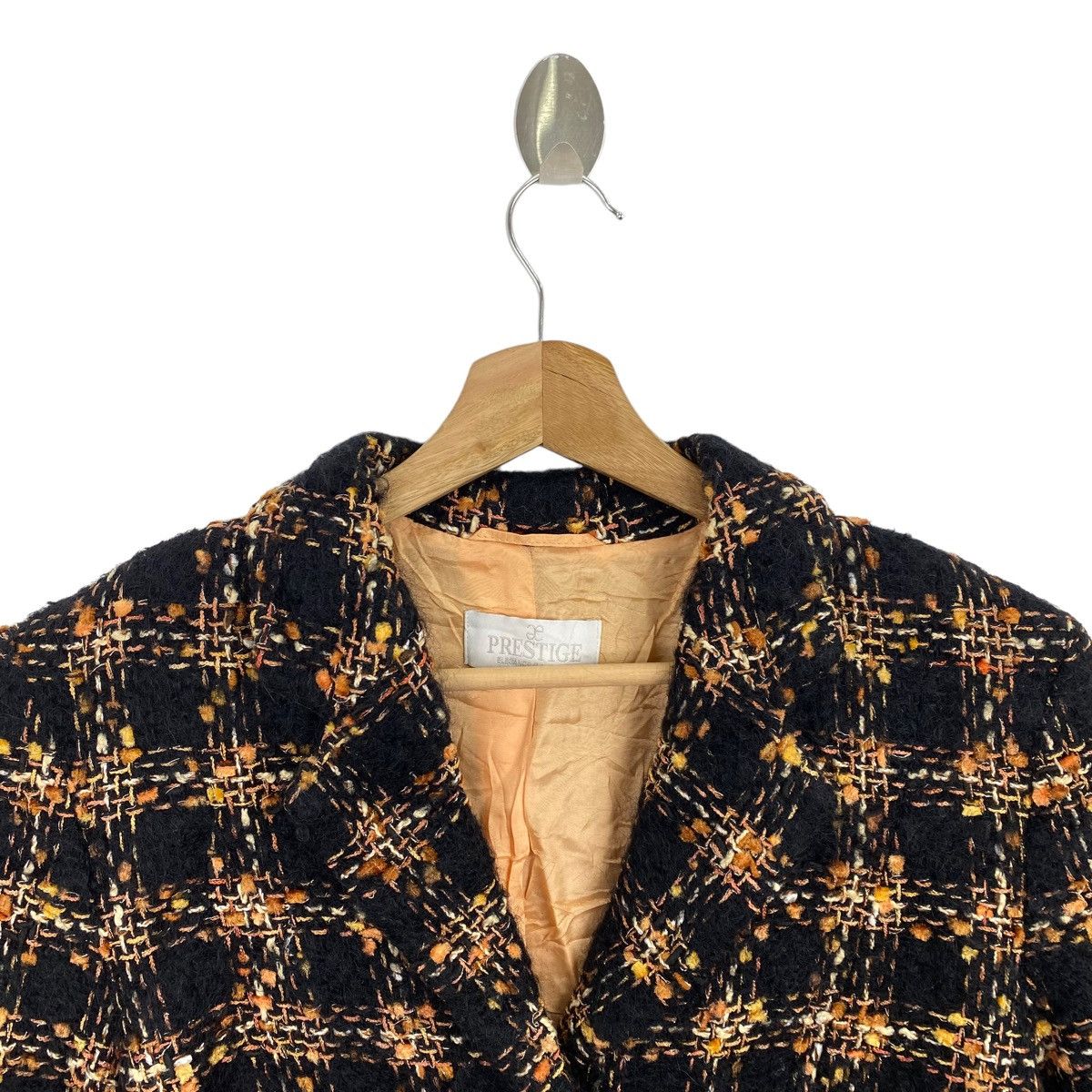 Vintage Vintage PRESTIGE ELEGANCE PARIS Check Tartan Long Tweed Coat Size S / US 4 / IT 40 - 2 Thumbnail