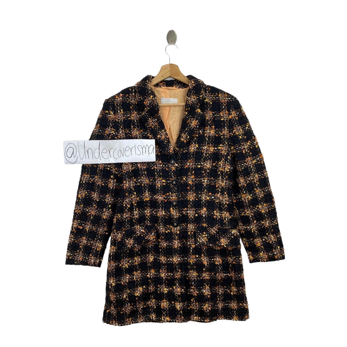 Vintage Vintage PRESTIGE ELEGANCE PARIS Check Tartan Long Tweed Coat Size S / US 4 / IT 40 - 1 Thumbnail