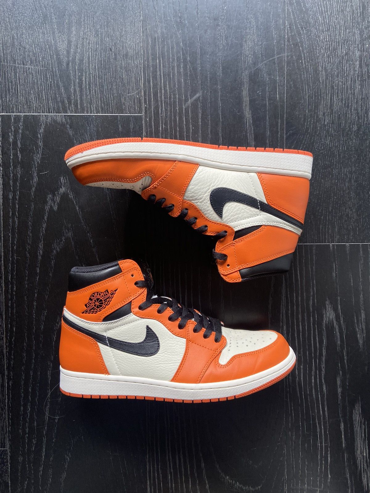 image of Jordan Nike Air Jordan 1 ‘Reverse Shattered Backboard’ Shoes in Orange, Men's (Size 9.5)