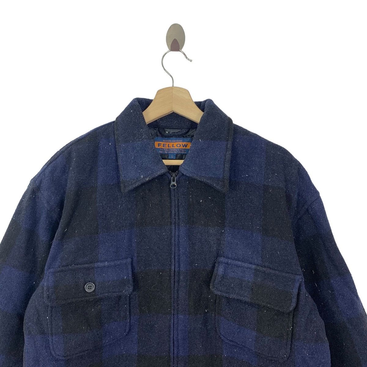 Designer × Vintage Vintage 90s Fellow Tartan Plaid Wool Zipper Jacket Size US L / EU 52-54 / 3 - 2 Thumbnail