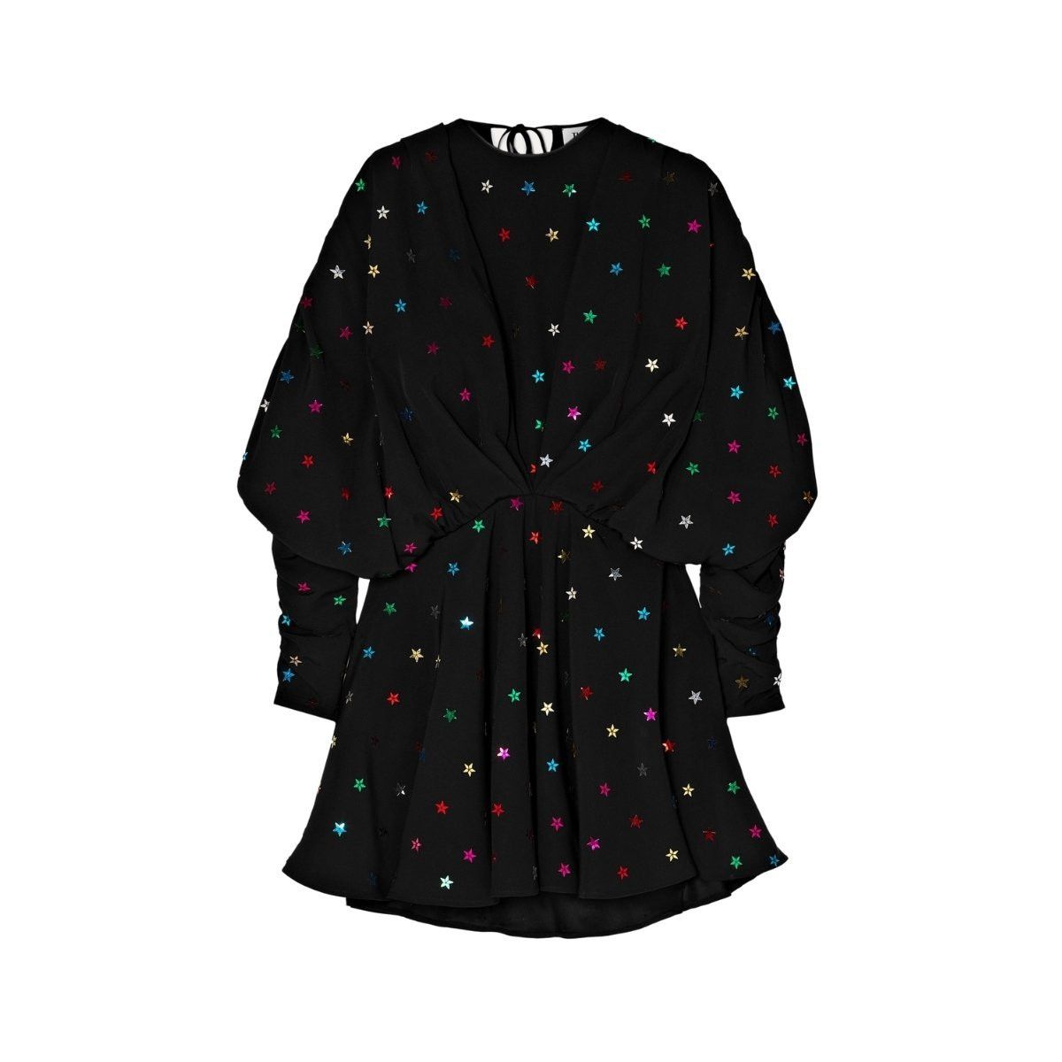 Gathered Sequin-embellished Crepe De Chine Mini Dress