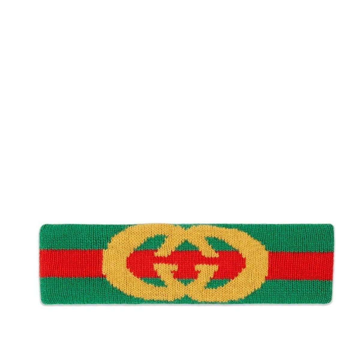 Green Web Wool Headband Interlocking G