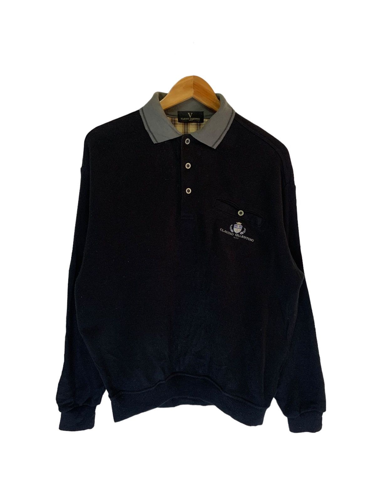 Claudio Valentino Sweatshirt collar Button