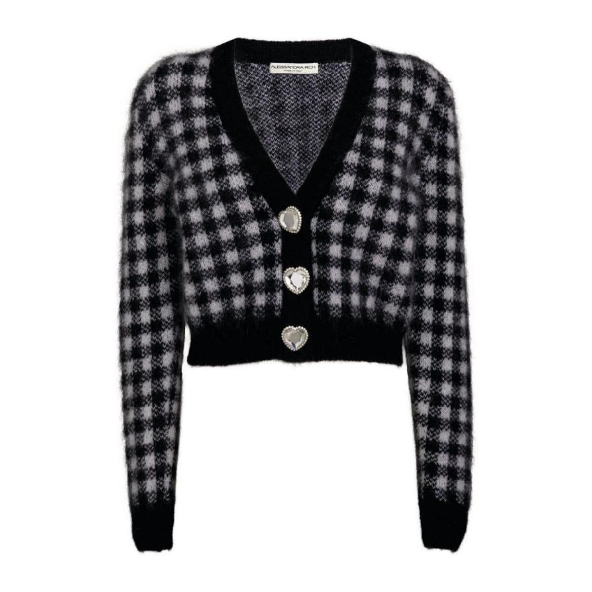 Embellished Check Mohair Cardigan