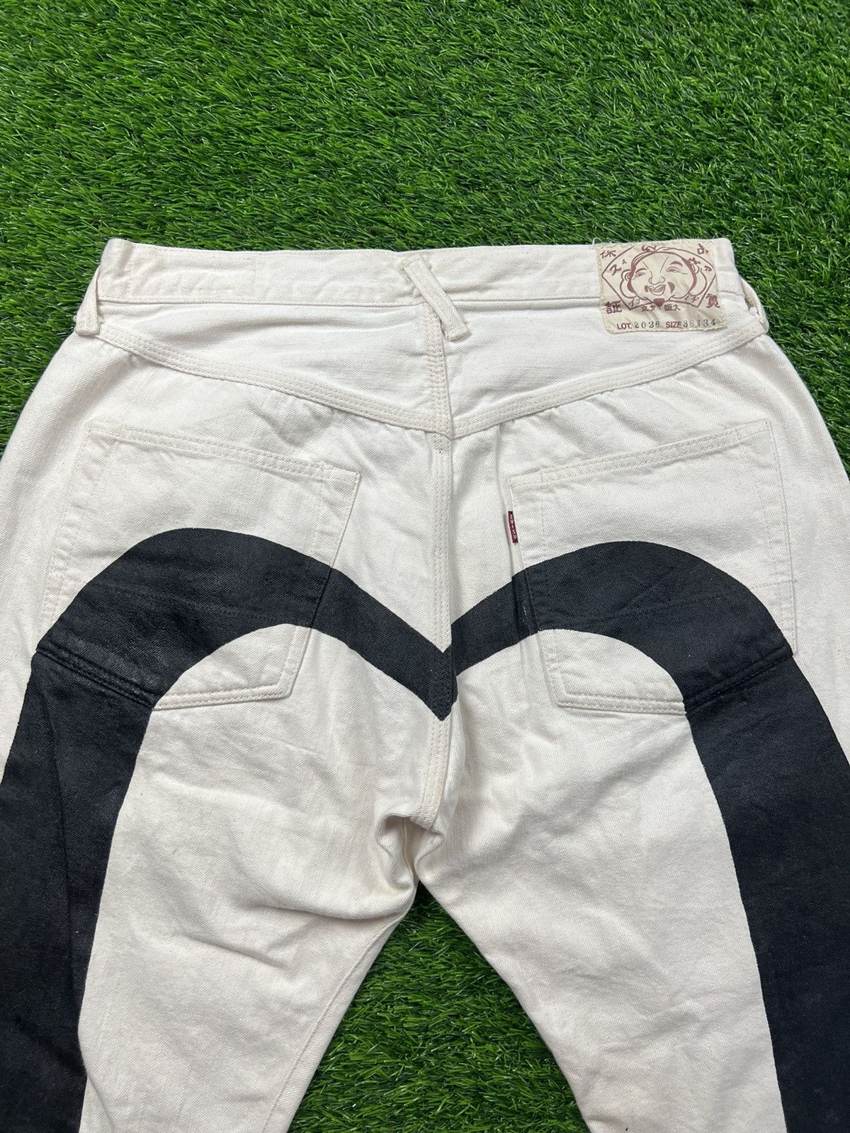Japanese Brand (J301) EVISU - white jeans non selvedge daicock big logo Size US 34 / EU 50 - 4 Thumbnail