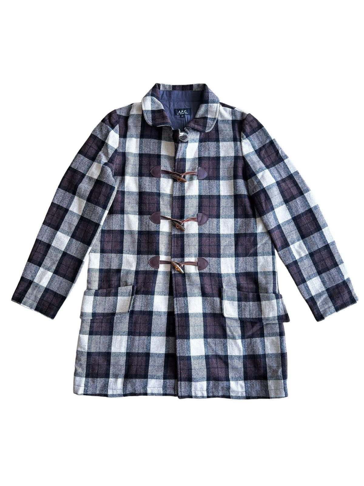 GRAIL🔥OG APC Brown Checked Board Hairy Wool Duffle Coat