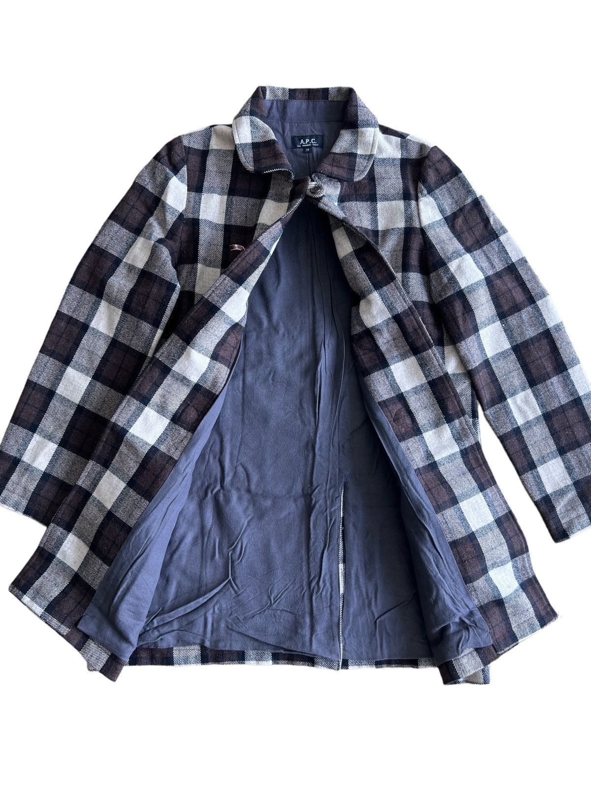 GRAIL🔥OG APC Brown Checked Board Hairy Wool Duffle Coat