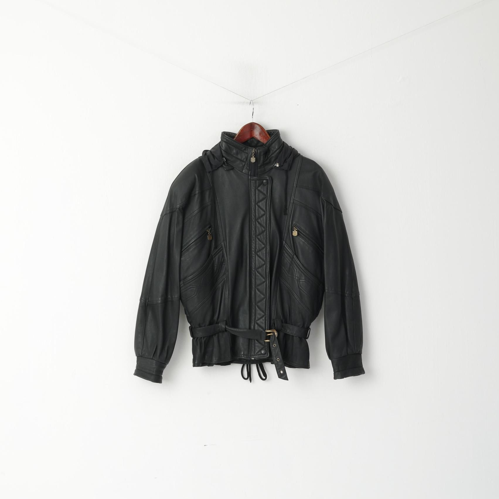 Vintage Elazar Women M Jacket Black Leather Vintage Soft Biker 3137 Size M / US 6-8 / IT 42-44 - 1 Thumbnail