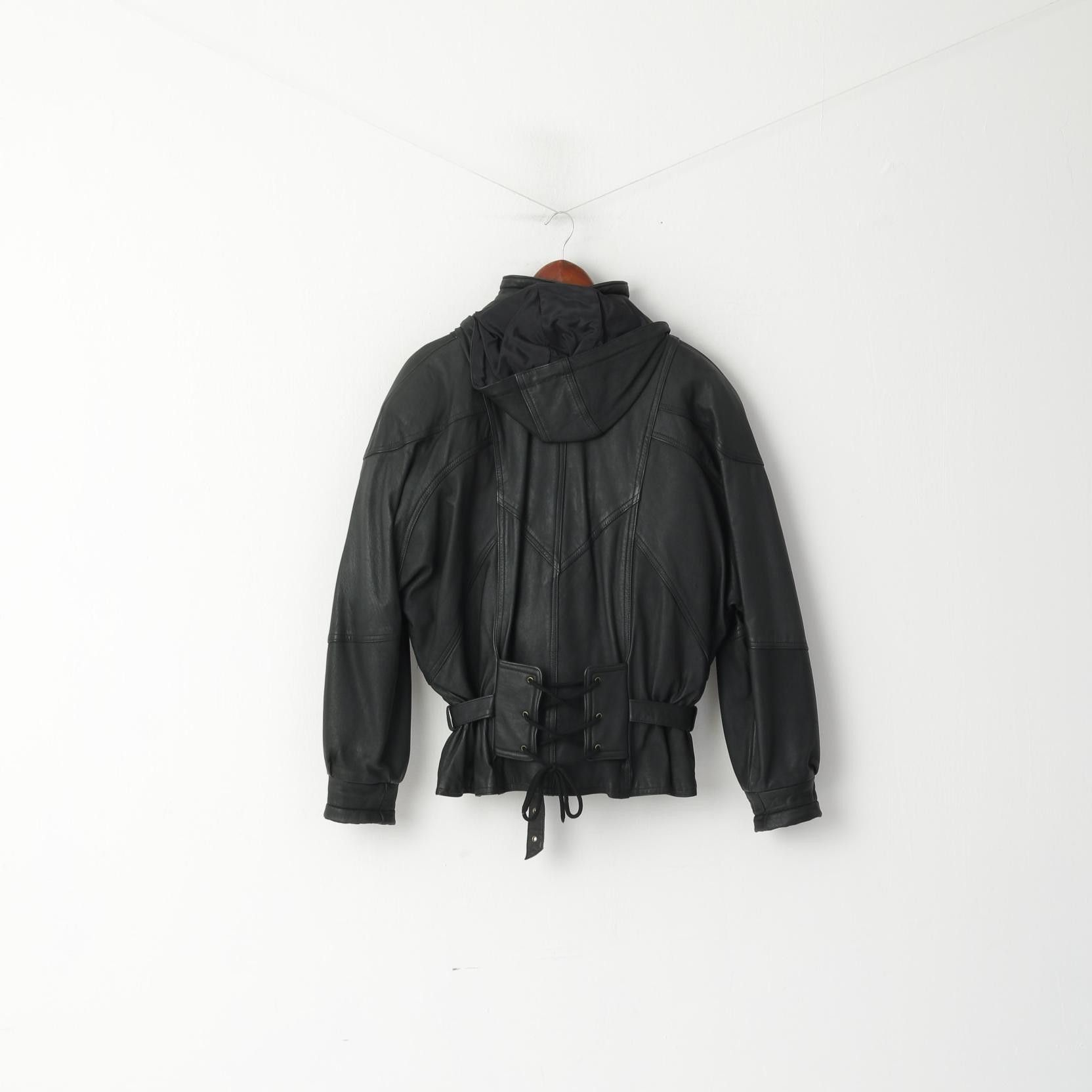 Vintage Elazar Women M Jacket Black Leather Vintage Soft Biker 3137 Size M / US 6-8 / IT 42-44 - 8 Thumbnail