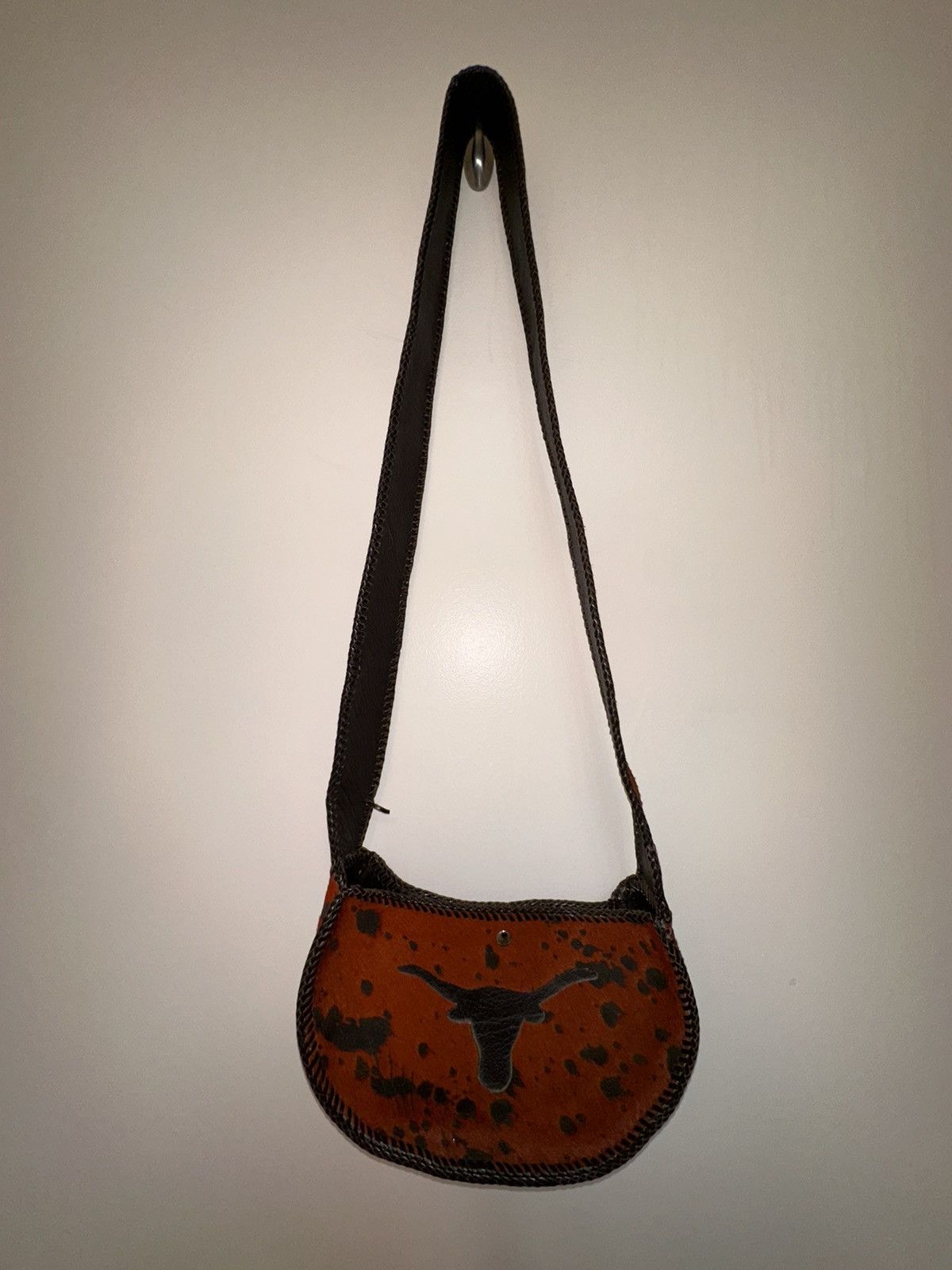 NEW Handmade Dyed Cowhide Leather Cossbody Rust Western
