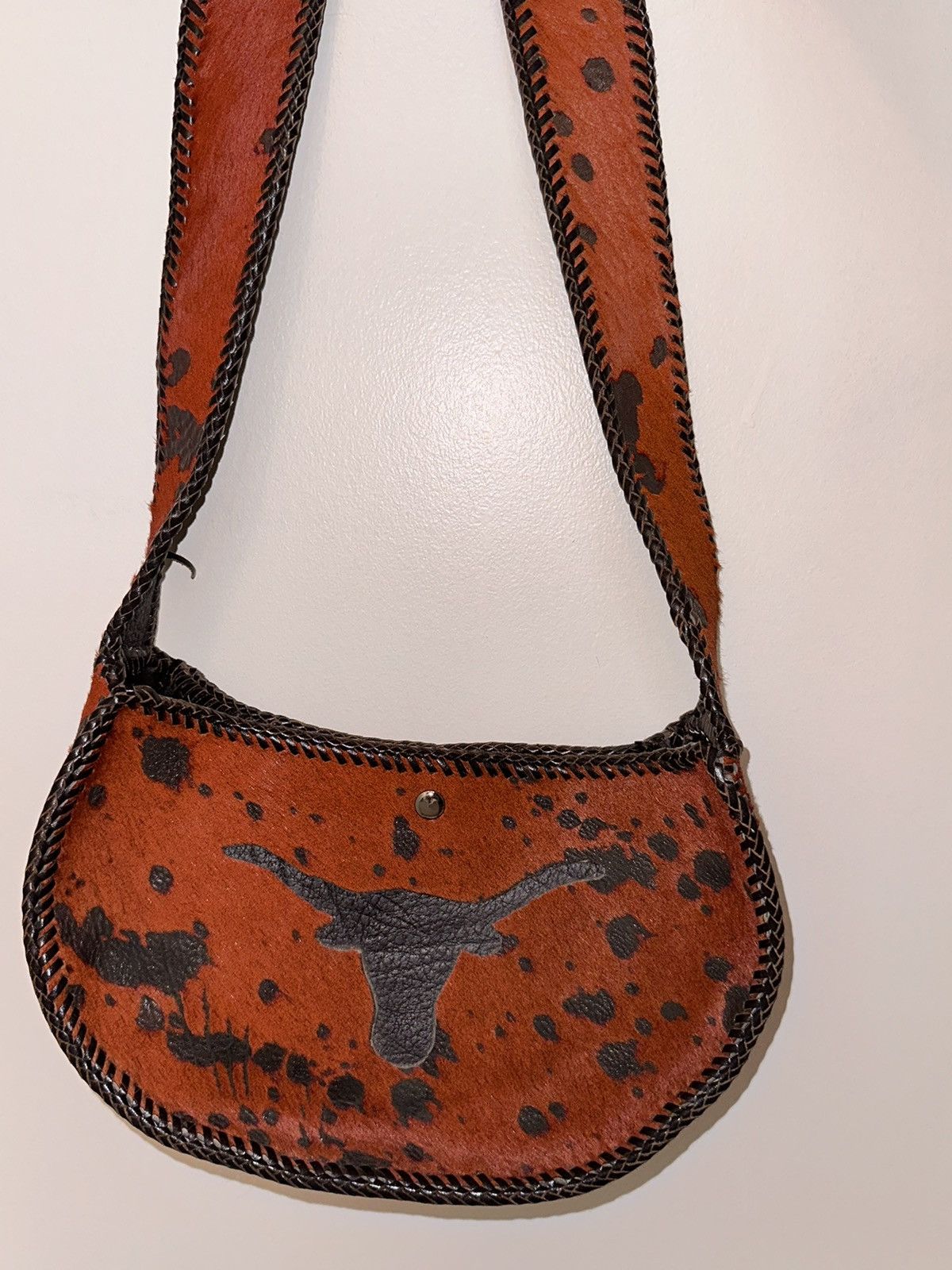 NEW Handmade Dyed Cowhide Leather Cossbody Rust Western