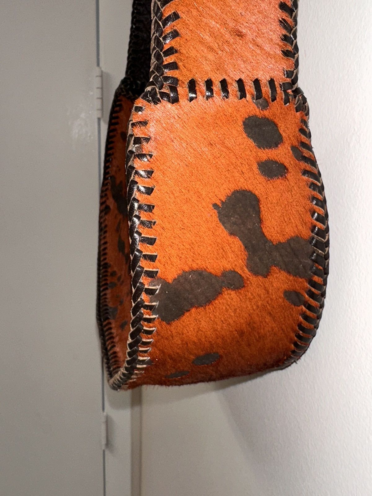 NEW Handmade Dyed Cowhide Leather Cossbody Rust Western