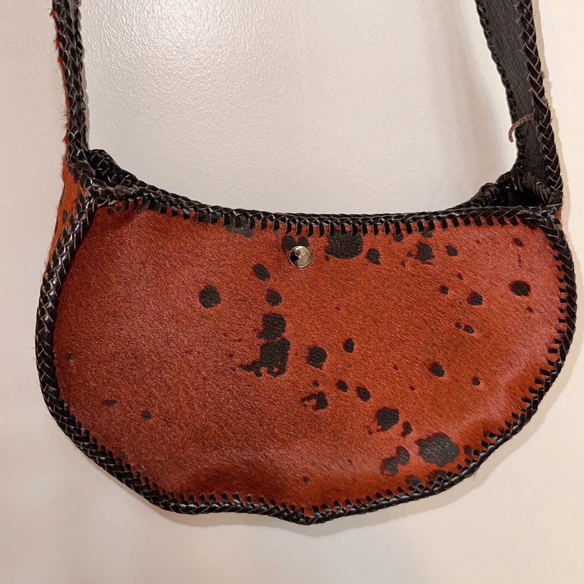 NEW Handmade Dyed Cowhide Leather Cossbody Rust Western
