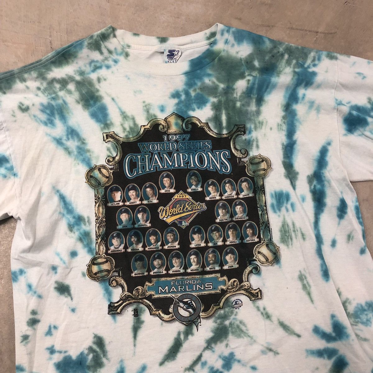 MLB × Starter × Vintage Vintage Florida Marlins 1997 World Series Tie Dye Tee Size US XL / EU 56 / 4 - 2 Thumbnail