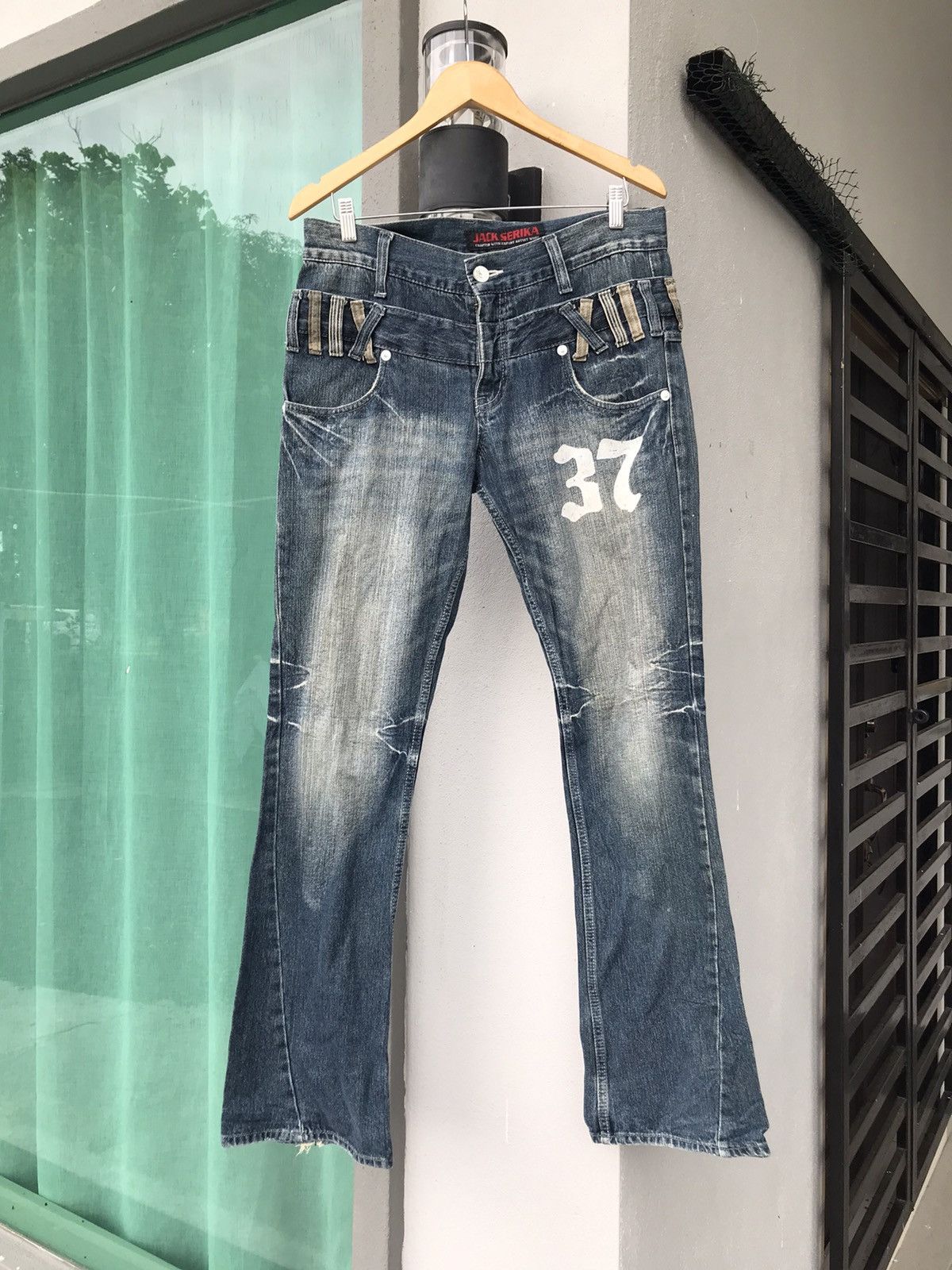 Jack Serika Double Waist Punk Style Distressed Jeans