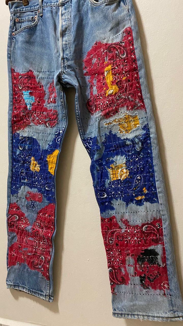 Levi's × Vintage RARE🔥Levi’s 501 vintage patchwork sashiko boro Size US 34 / EU 50 - 3 Thumbnail