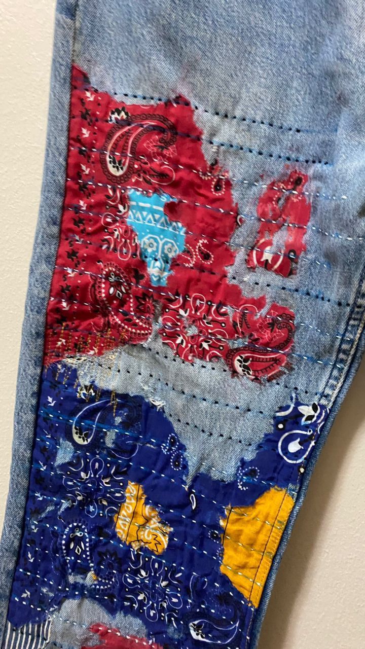 Levi's × Vintage RARE🔥Levi’s 501 vintage patchwork sashiko boro Size US 34 / EU 50 - 2 Thumbnail