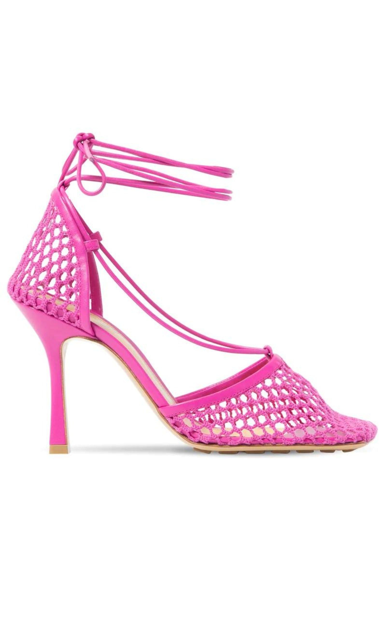 Leather Stretch Lace-up Pumps