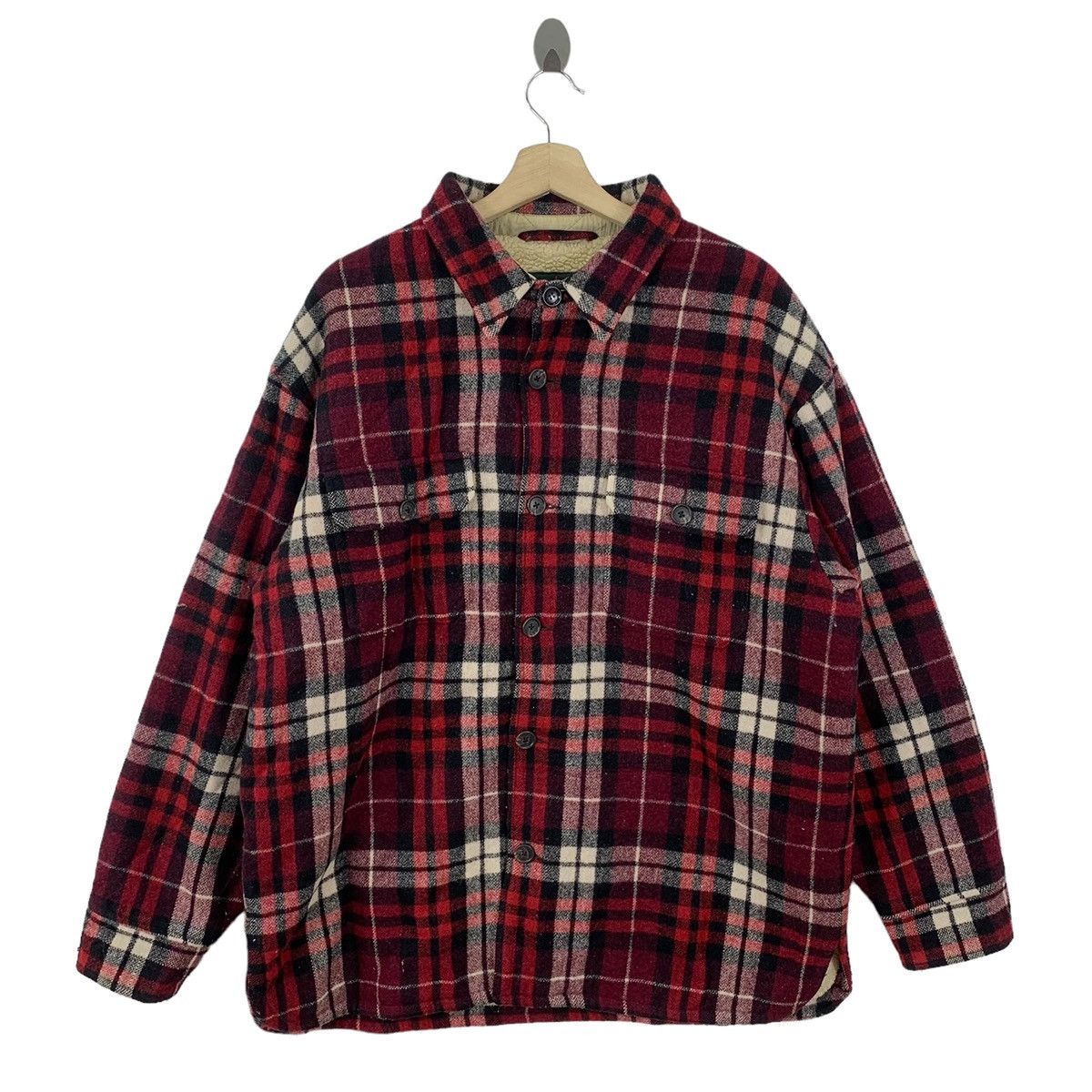J.Crew × Vintage Vintage 90s J Crew Flannel Tartan Wool Button Jacket Size US L / EU 52-54 / 3 - 1 Thumbnail