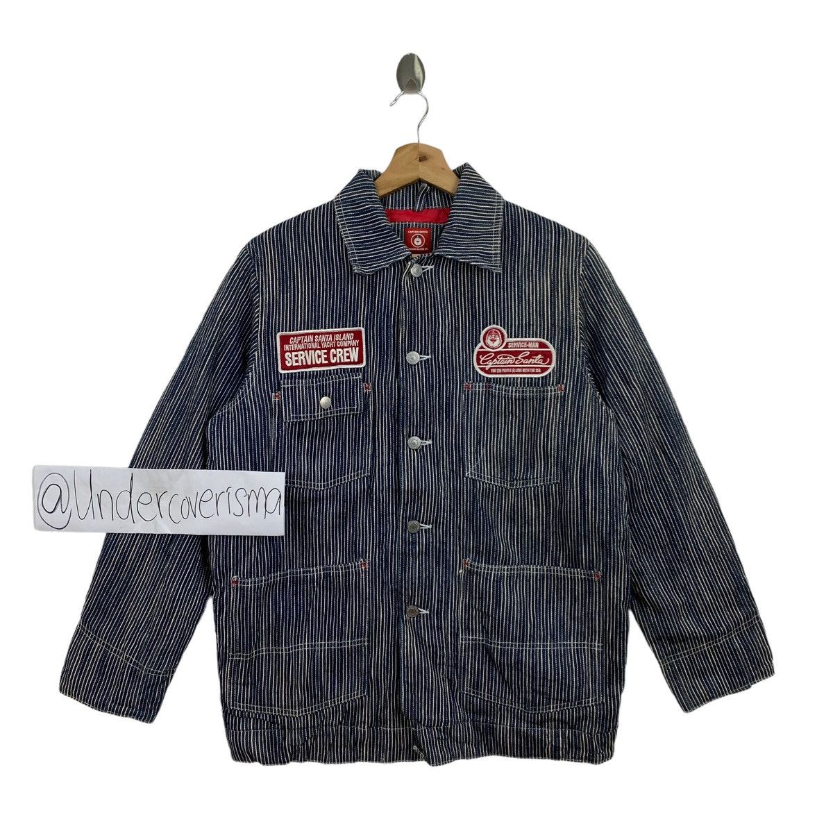 Vintage Vtg CAPTAIN SANTA Service Crew Yacht Company Hickory Stripes Size US S / EU 44-46 / 1 - 3 Thumbnail