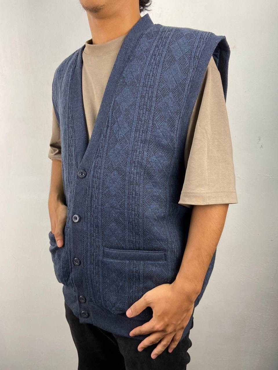 Designer × Valentino × Vintage Vintage 90s Piazza Valentino Vest Jacket Knitwear Size US L / EU 52-54 / 3 - 1 Thumbnail