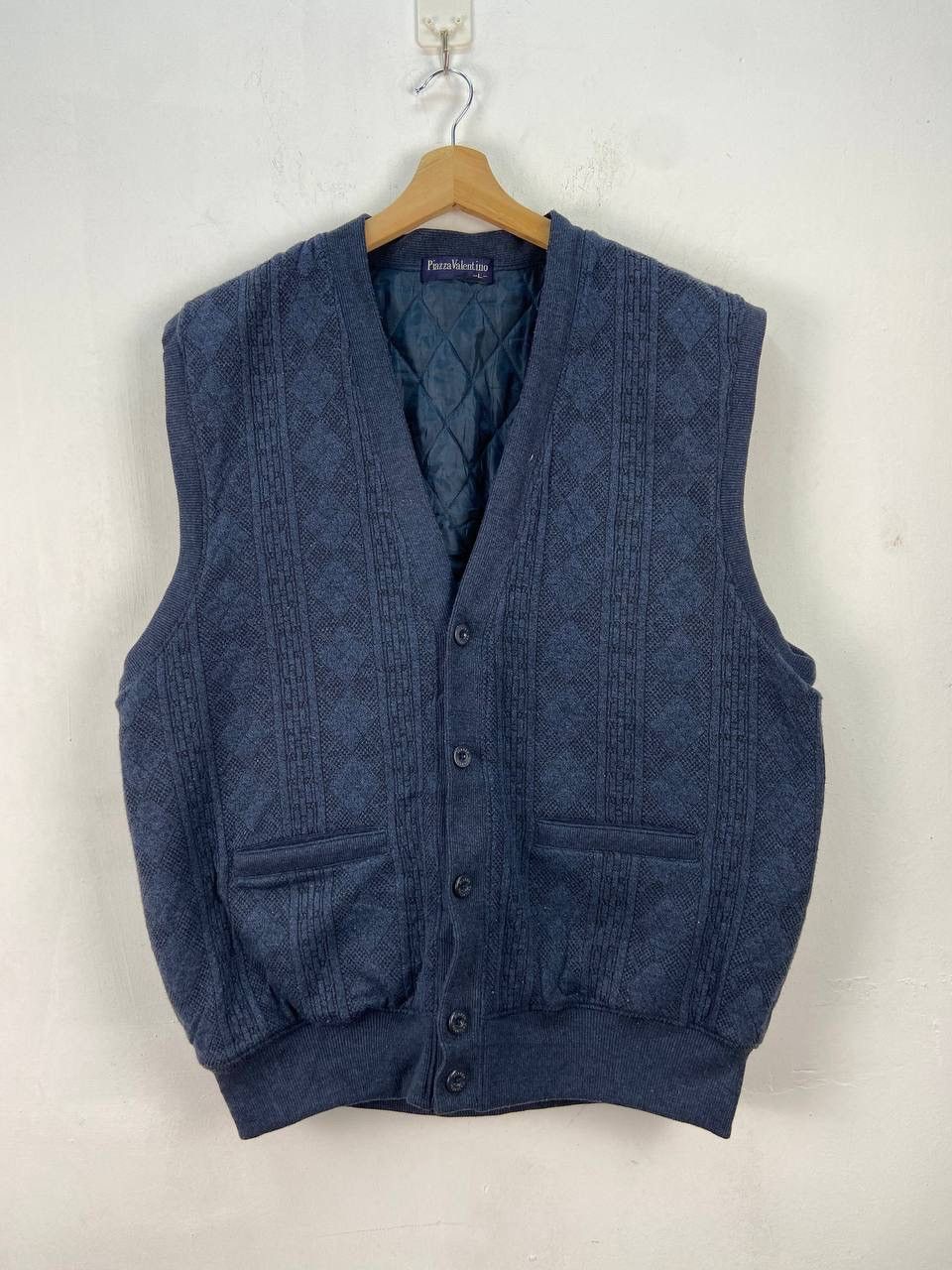 Designer × Valentino × Vintage Vintage 90s Piazza Valentino Vest Jacket Knitwear Size US L / EU 52-54 / 3 - 2 Thumbnail