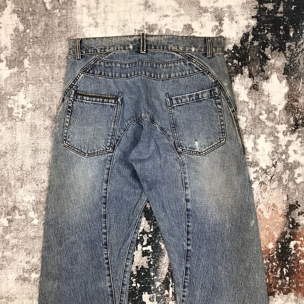 Japanese Brand × Vintage Vintage Japanese Bush Pants Dirty Wash Designs Denim Jeans Size US 33 - 10 Thumbnail